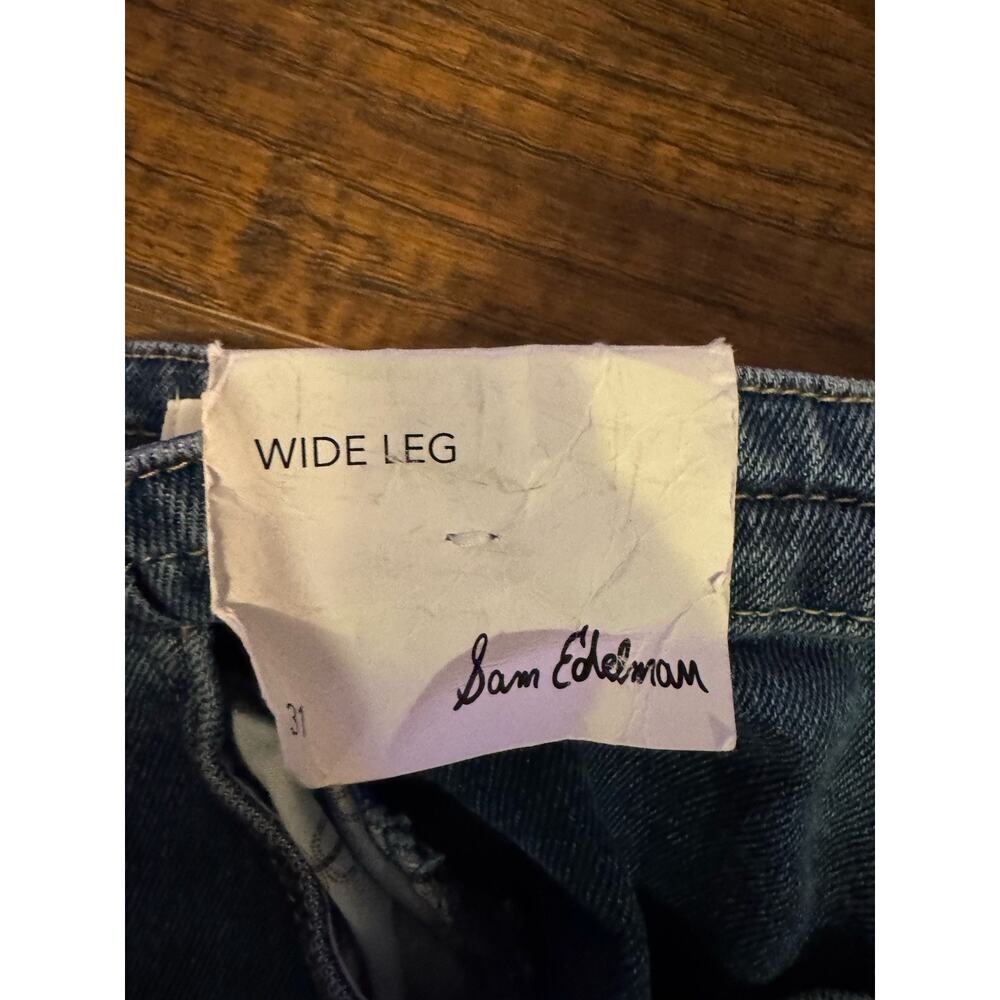 Sam Edelman Womens Blue Medium Wash Pocket Denim Wide-Leg Jeans Size 31 - Picture 3 of 8